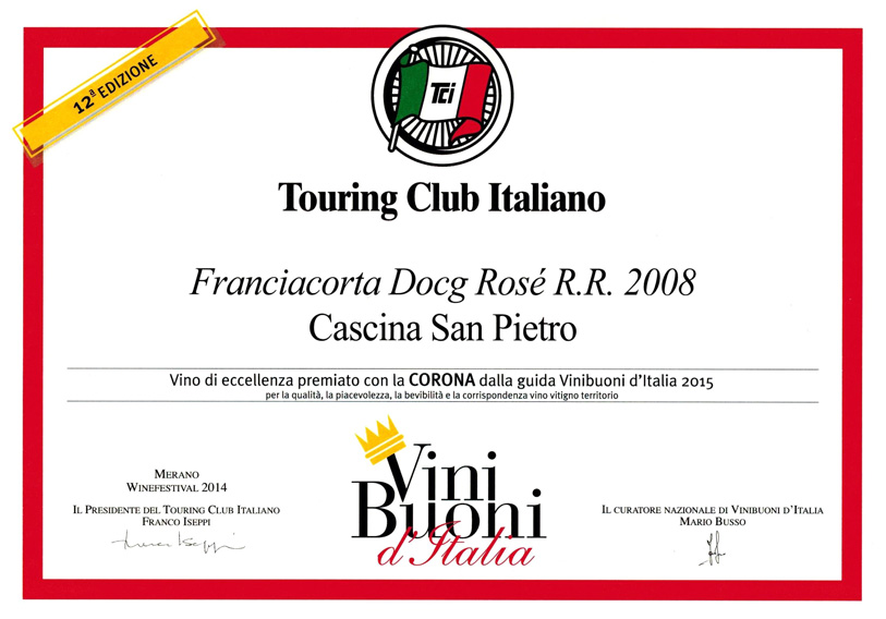 Cascina San Pietro - Touring Club Italiano - Premio Corona 2015